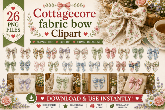 Download Cottagecore Fabric Bow Clipart - Art Collection