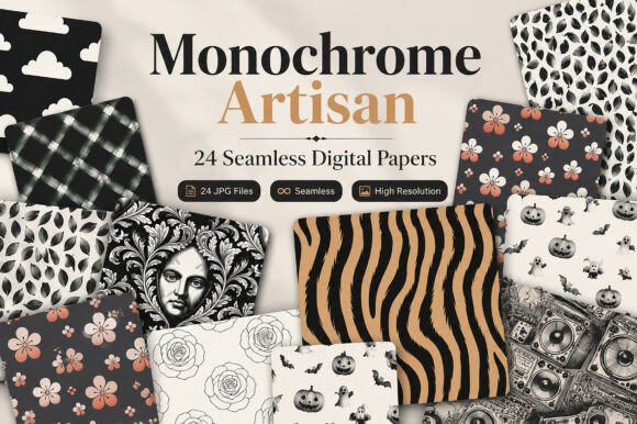 Download Monochrome Artisan Seamless Pattern - Art Collection