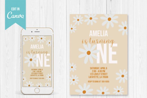 Download Daisy First Birthday Party Invitations - Art Collection
