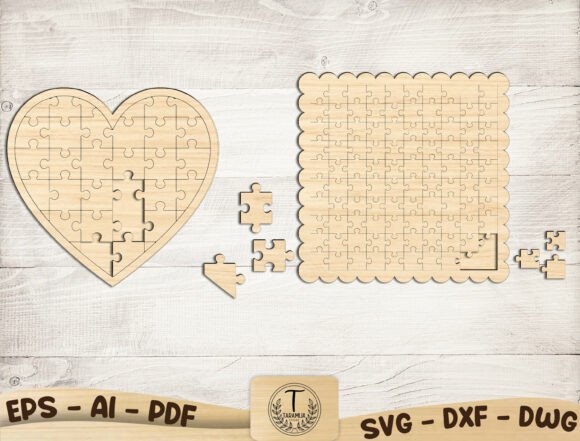 Download Heart &amp; Square Jigsaw Puzzle SVG Bundle - Art Collection