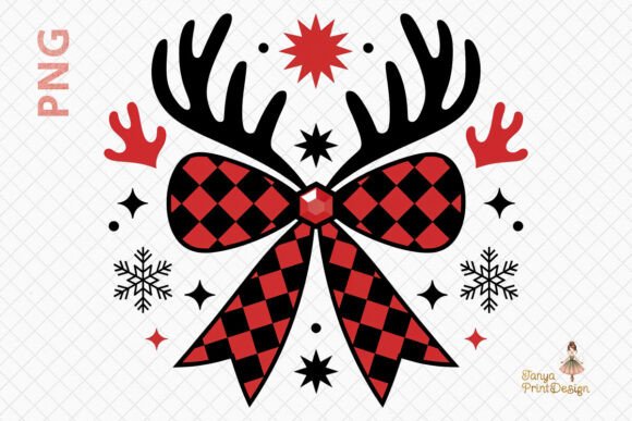 Download Plaid Christmas Deer Antlers PNG Clipart - Art Collection