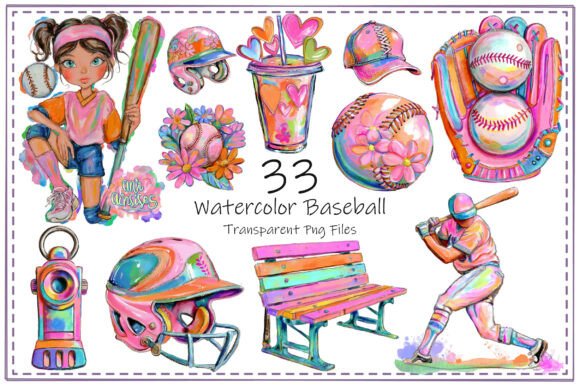Download Watercolor Baseball Clipart Bundle - Art Collection