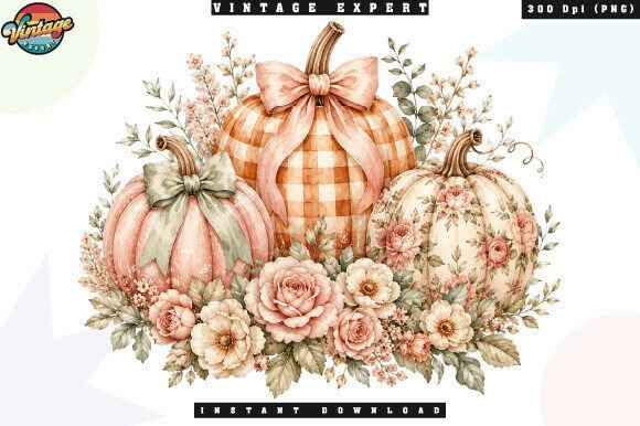 Download Cottagecore Floral Pumpkins Fall PNG - Cottagecore Collection
