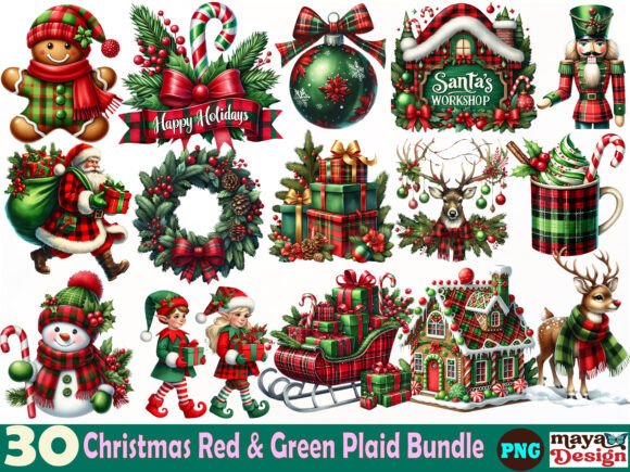 Download Christmas Red&amp;green Plaid Clipart Bundle - Art Collection