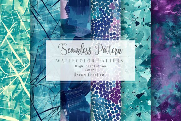 Download Teal Indigo Abstract Art Digital Papers - Art Collection